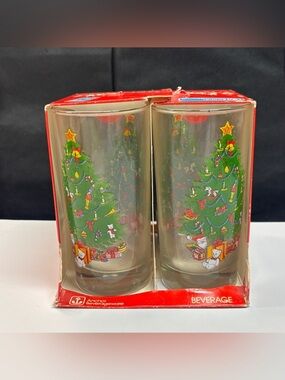 Anchor Hocking "Holiday Magic" 12-ounce Christmas tree glass tumblers
